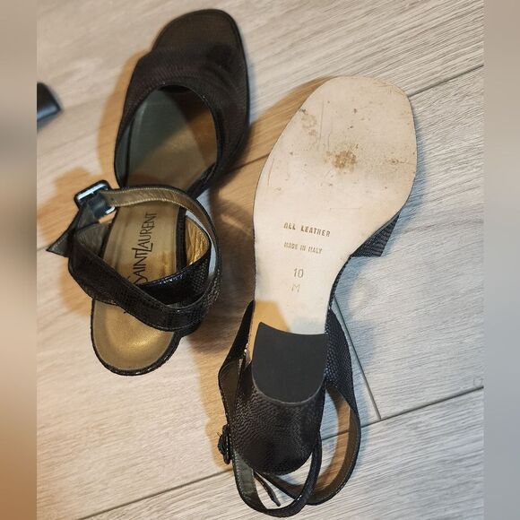 Yves Saint Laurent Black Ankle Strap Sandals - Picture 5 of 5
